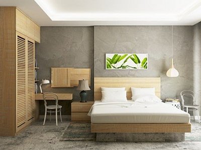 Schlafzimmer mit kleiner Büro-Ecke - pixabay